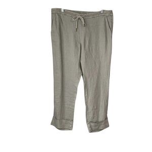 Michael Stars Linen Blend Drawstring Pants Cuffed Hem‎ Casual Comfy Size M